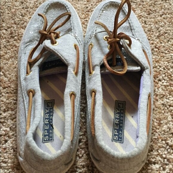 Sperry Silver Sequin Moccasins - Picture 1 of 1